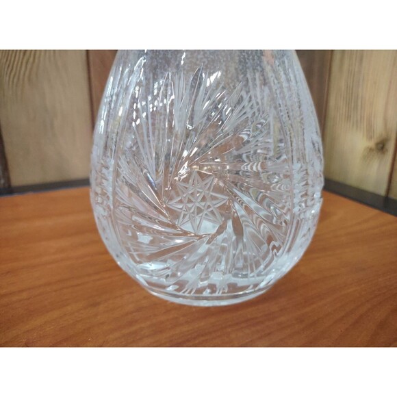 Vintage Genie Bottle Clear Glass Crystal Diamond Cut Liquor Barware Decanter - Picture 2 of 8